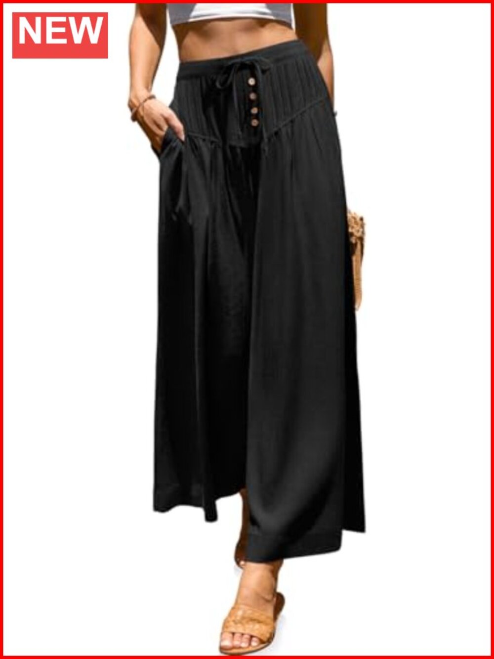 Wide Leg Linen Pants Loose Casual Palazzo Trousers